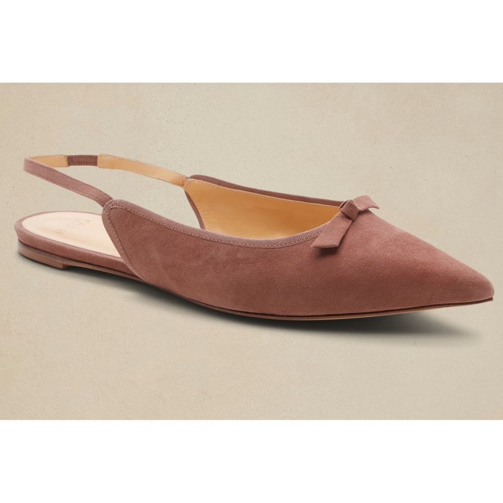 Alexandre Birman Clarita Pointy-Toe Slingback Ballet Flat 40 Mauve Pink Classy
